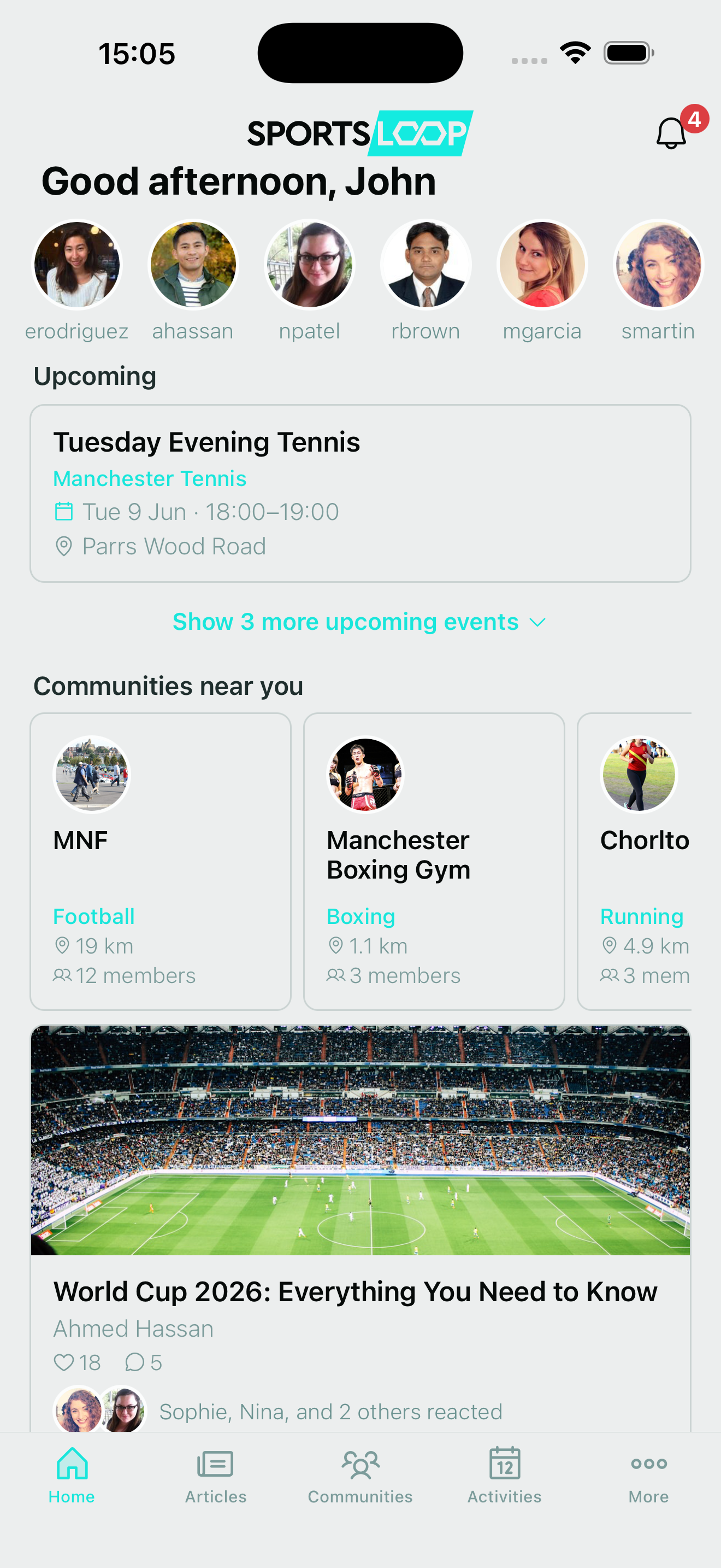 Sport Loop home feed